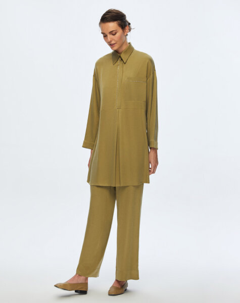 T24K-6029 Tek Cepli Kupro Tunik OLİVE - 1