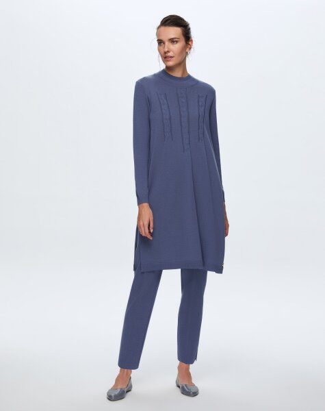  T24K-6030 Saç Örgü Detaylı Tunik PENNA-DARK BLUE - MISS DALIDA (1)