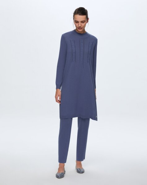  T24K-6030 Saç Örgü Detaylı Tunik PENNA-DARK BLUE 