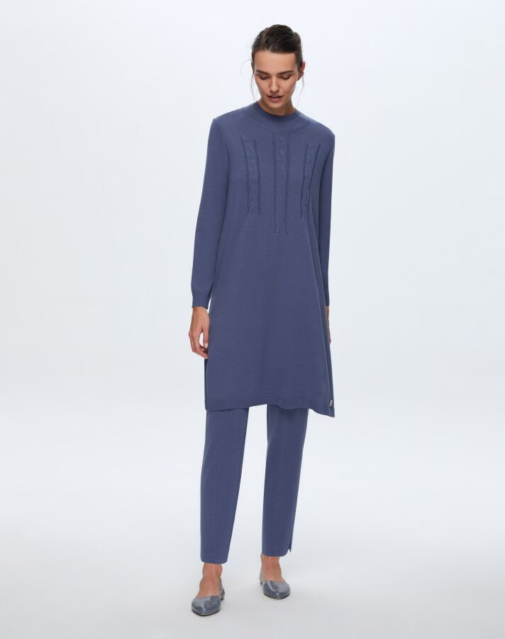  T24K-6030 Saç Örgü Detaylı Tunik PENNA-DARK BLUE - 1