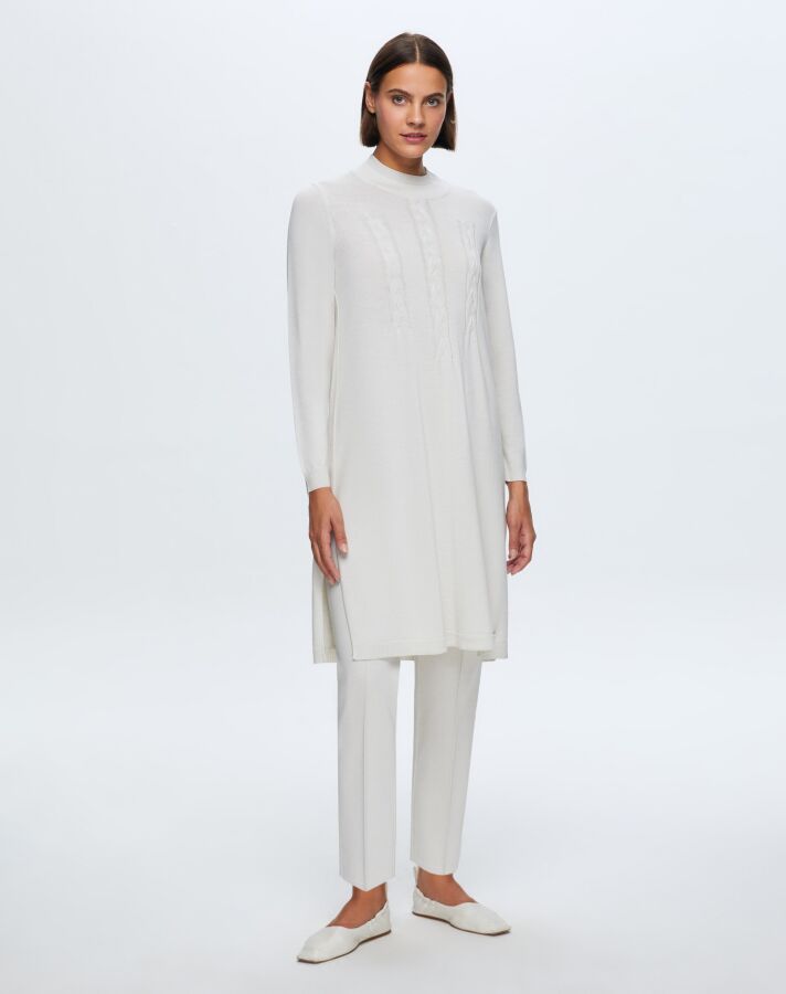  T24K-6030 Saç Örgü Detaylı Tunik VOLO-SMOKE - 1