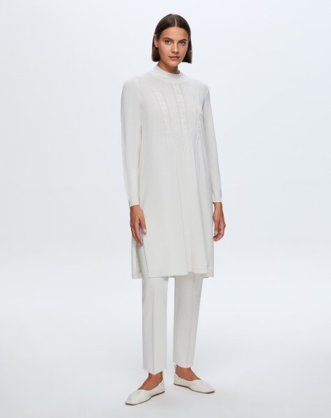  T24K-6030 Saç Örgü Detaylı Tunik VOLO-SMOKE 