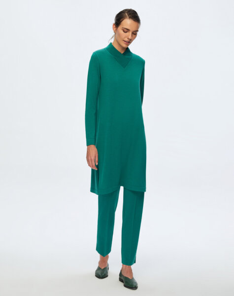 T24K-6031 V Yaka Uzun Triko Tunik IMOLA-EMERLAND 