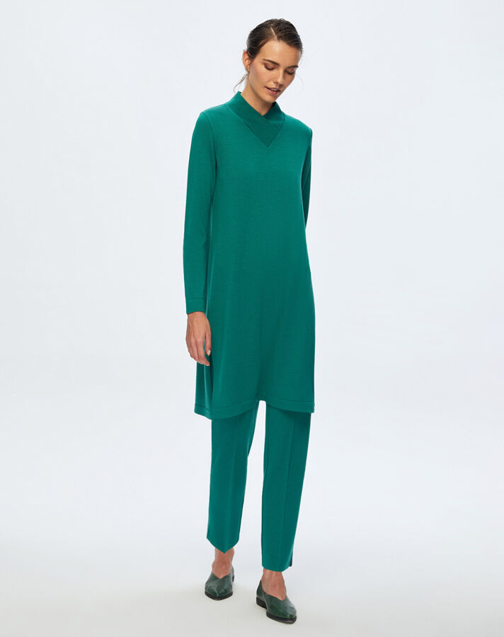 T24K-6031 V Yaka Uzun Triko Tunik IMOLA-EMERLAND - 1