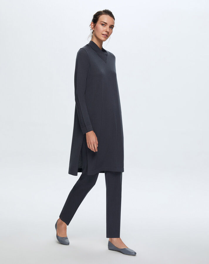 T24K-6031 V Yaka Uzun Triko Tunik - 3