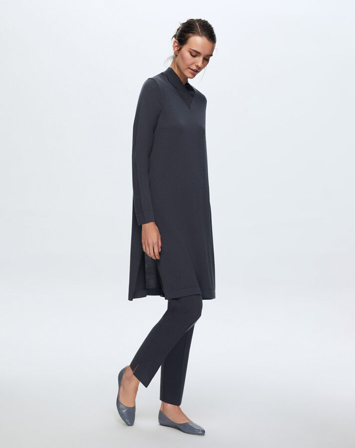 T24K-6031 V Yaka Uzun Triko Tunik - 4