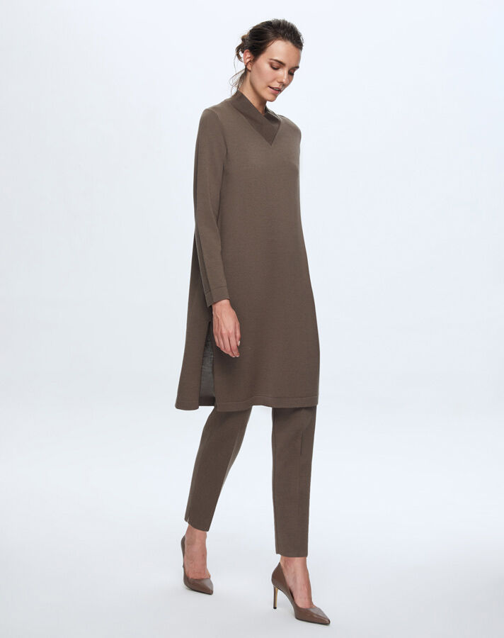 T24K-6031 V Yaka Uzun Triko Tunik - 6