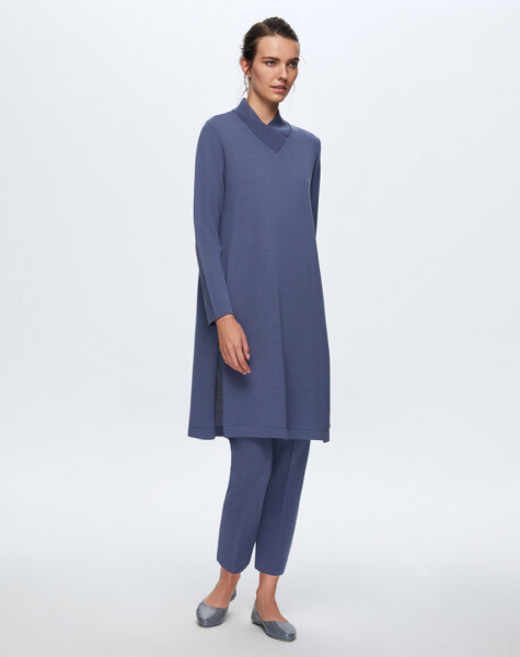 T24K-6031 V Yaka Uzun Triko Tunik - 11