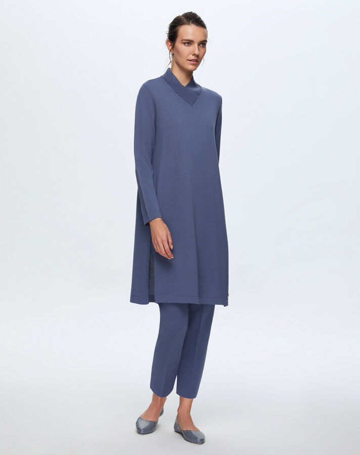 T24K-6031 V Yaka Uzun Triko Tunik - 11
