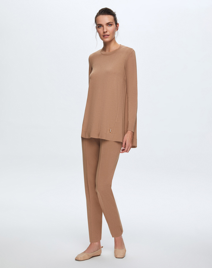T24K-6032 Sırt Plise Detaylı Triko Tunik - 4