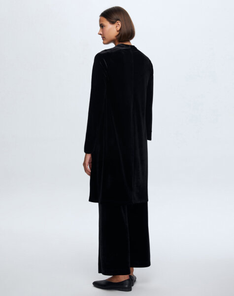 T24K-6033 A Kesim Kadife Tunik BLACK - 2