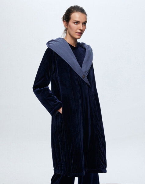 T24K-6033 A Kesim Kadife Tunik PETROL 