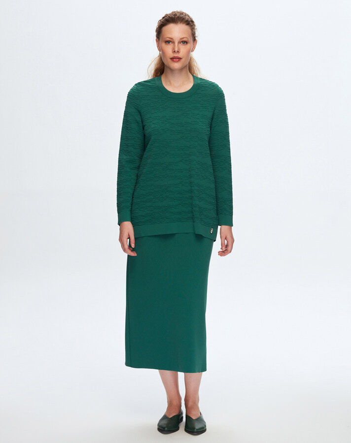 T24K-6040 Örgü Teknikli Tunik 1056-GREEN - 1