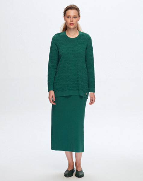 T24K-6040 Örgü Teknikli Tunik 1506-GREEN 