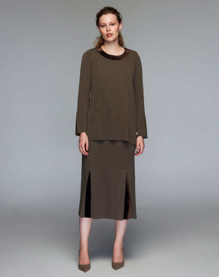 T24K-6070 Yakası Kadife Detaylı Tunik - 5