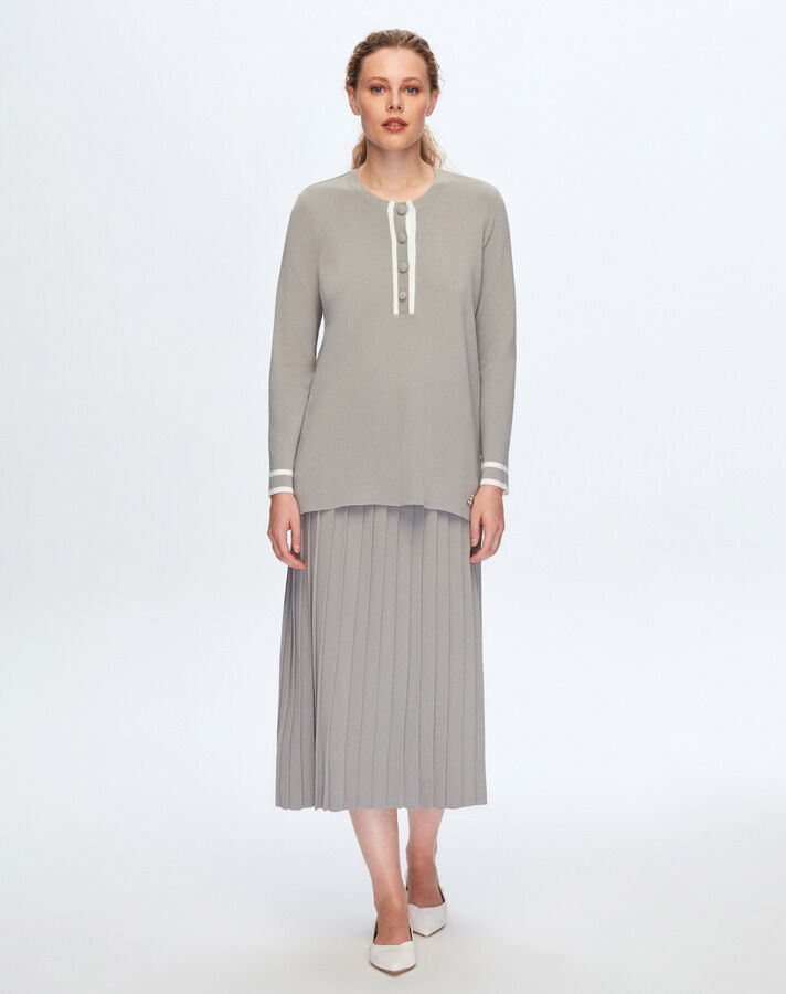 T24K-6071 Önü Düğmeli Tunik 1179-GREY - 1