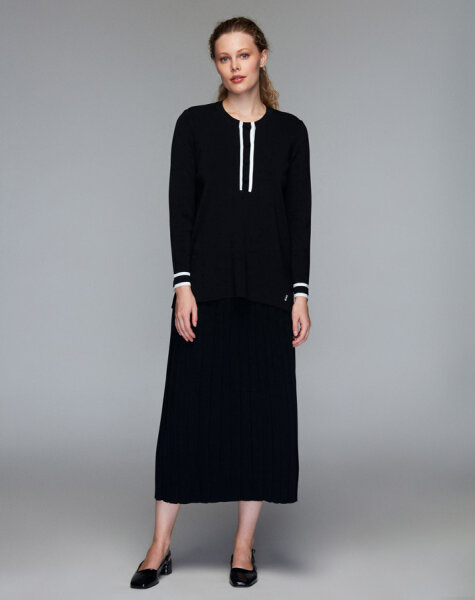 T24K-6071 Önü Düğmeli Tunik BLACK / 1012-ECRU 