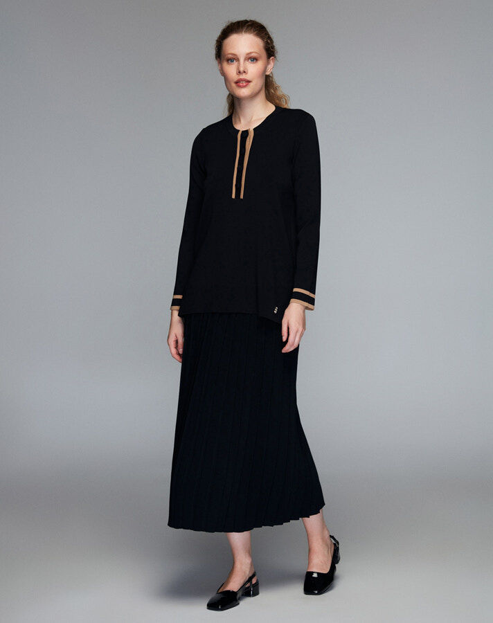 T24K-6071 Önü Düğmeli Tunik BLACK - 1