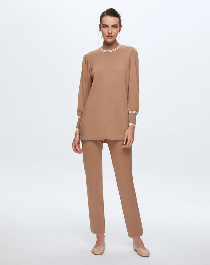 T24K-7000 Dar Paça Triko Pantolon COMO-CAREMEL - 1