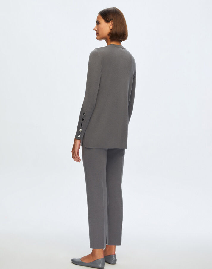 T24K-7000 Dar Paça Triko Pantolon OMERO-DARK GREY - 2