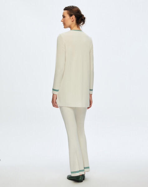 T24K-7004 Paçası Çizgi Detaylı Triko Pantolon VOLO-SMOKE / IMOLA-EMERLAND - 2