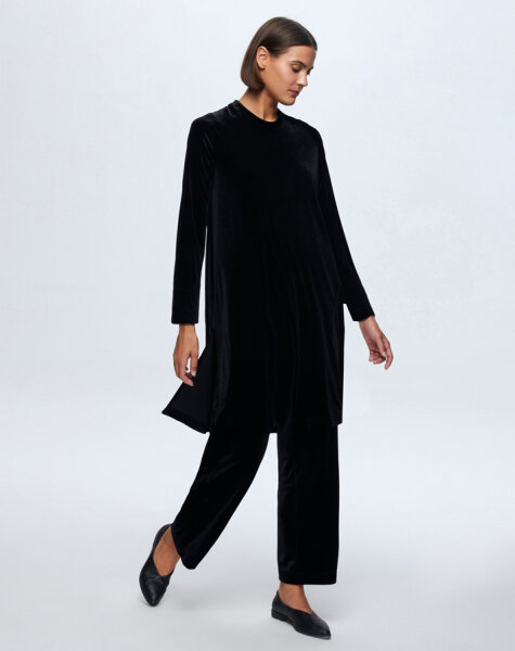 T24K-7005 Kadife Bol Paça Pantolon BLACK - MISS DALIDA (1)