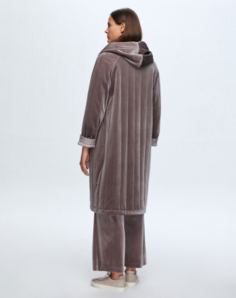 T24K-7005 Kadife Bol Paça Pantolon KHAKİ - 1