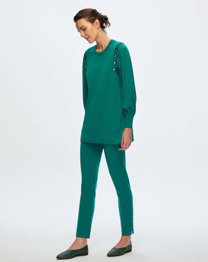 T24K-7010 Paçası Düğme Detaylı Triko Pantolon IMOLA-EMERLAND - 2