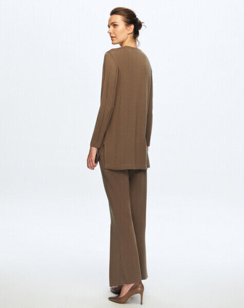 T24K-7011 Paçası Taşlı Triko Pantolon DATA-BROWN - 2