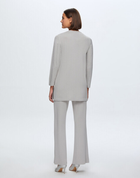 T24K-7011 Paçası Taşlı Triko Pantolon VİLLA-GREY - 2