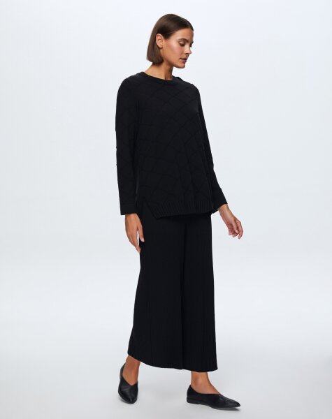 T24K-7012 Lastik Örgü Pantolon Etek BLACK 