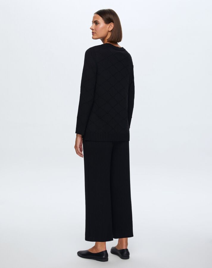 T24K-7012 Lastik Örgü Pantolon Etek BLACK - 2