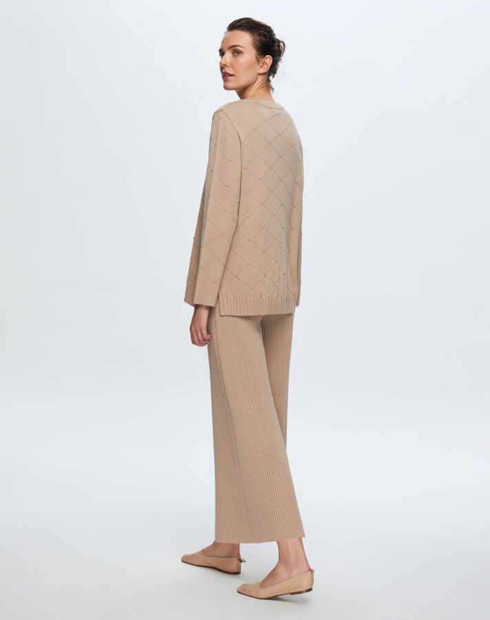 T24K-7012 Lastik Örgü Pantolon Etek CORO-CAMEL - 2