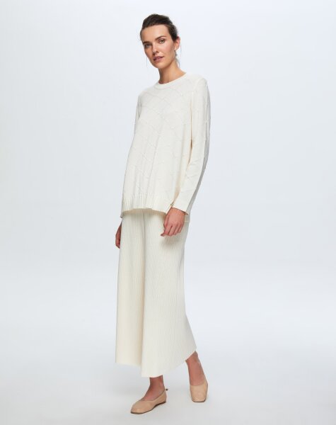 T24K-7012 Lastik Örgü Pantolon Etek FEDE-ECRU - 2