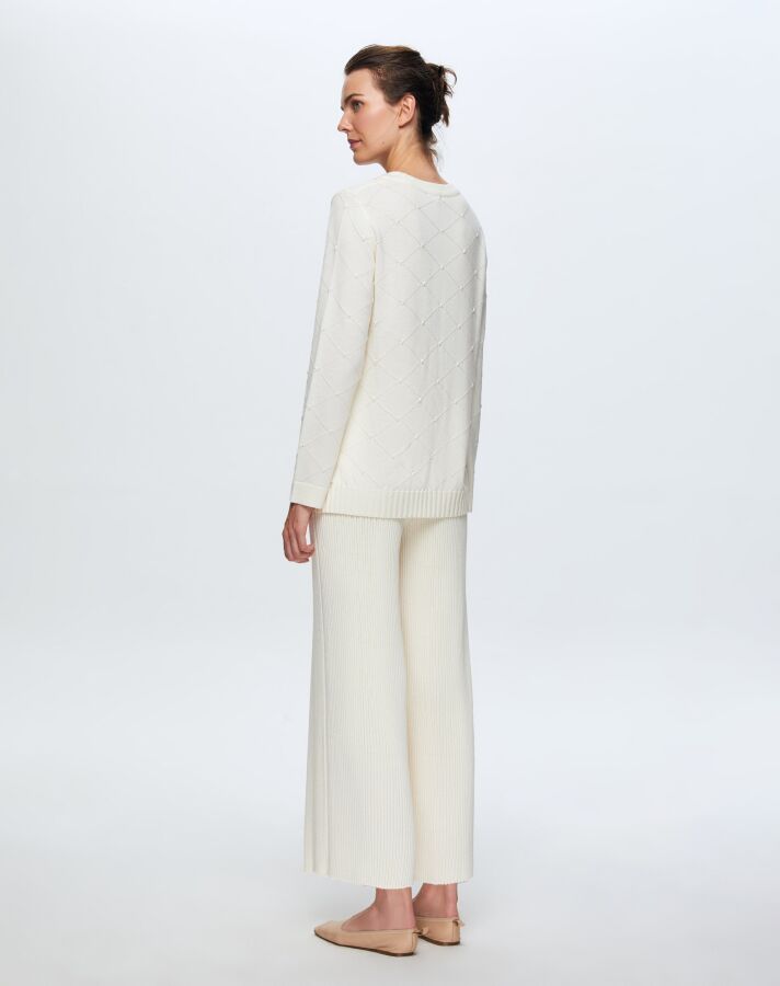 T24K-7012 Lastik Örgü Pantolon Etek FEDE-ECRU - 3