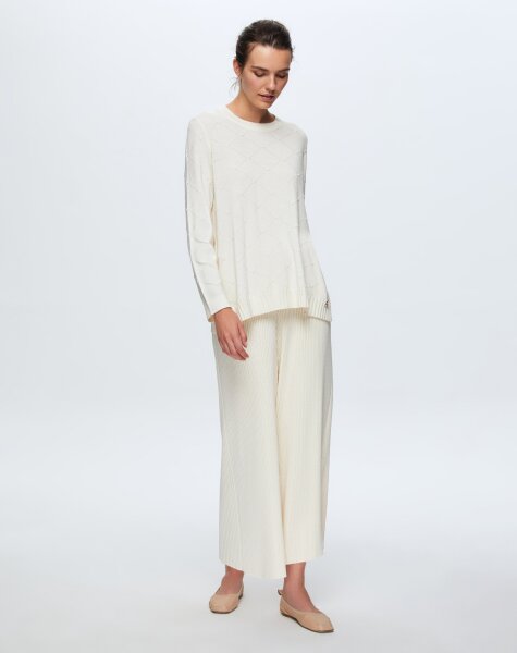 T24K-7012 Lastik Örgü Pantolon Etek FEDE-ECRU 
