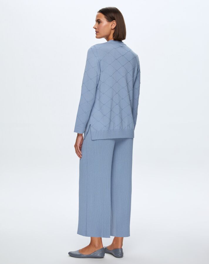 T24K-7012 Lastik Örgü Pantolon Etek OVALE-BLUE - 2