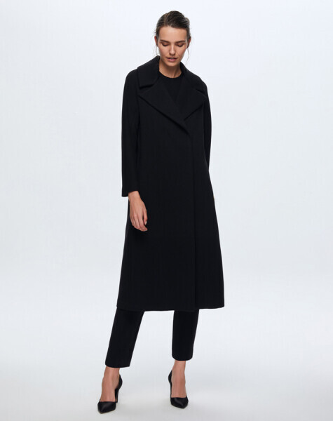 T24K-8003 Düz Renk Triko Manto BLACK 