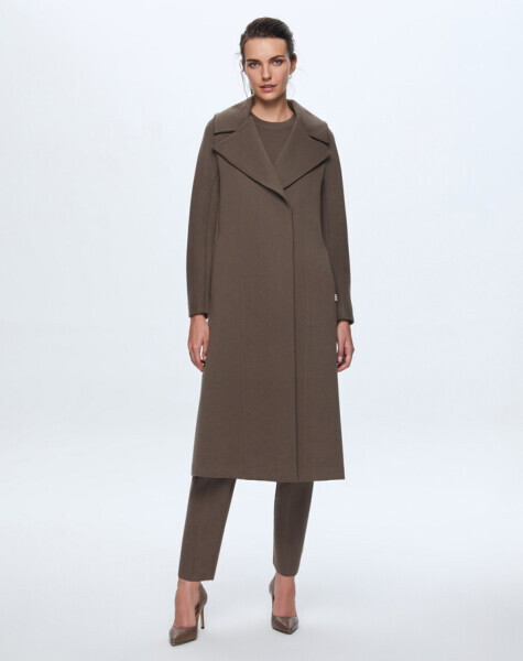 T24K-8003 Düz Renk Triko Manto DATA-BROWN - 1