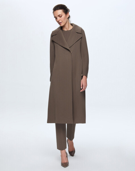 T24K-8003 Düz Renk Triko Manto DATA-BROWN - 2