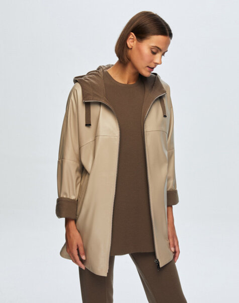 T24K-8006 Triko Astarlı Deri Ceket BEİGE - 2