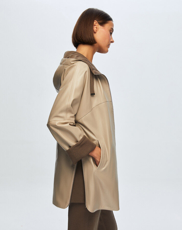 T24K-8006 Triko Astarlı Deri Ceket BEİGE - 3