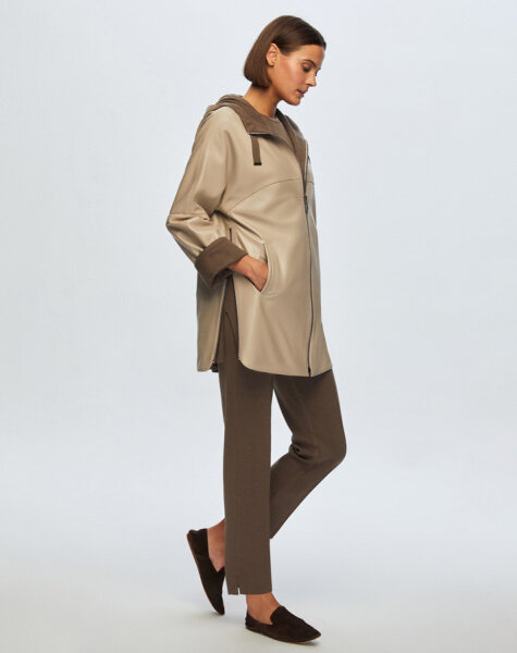 Knitwear Lined Leather Jacket - MISS DALIDA