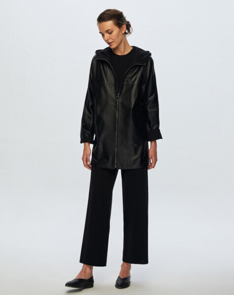 T24K-8006 Triko Astarlı Deri Ceket BLACK - 2