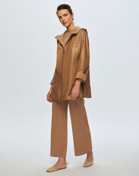 T24K-8006 Triko Astarlı Deri Ceket CAMEL - 2