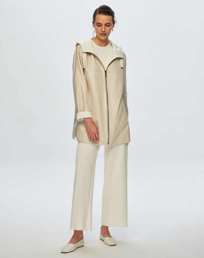 T24K-8006 Triko Astarlı Deri Ceket ECRU - 2