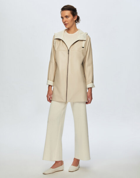 T24K-8006 Triko Astarlı Deri Ceket ECRU - 3