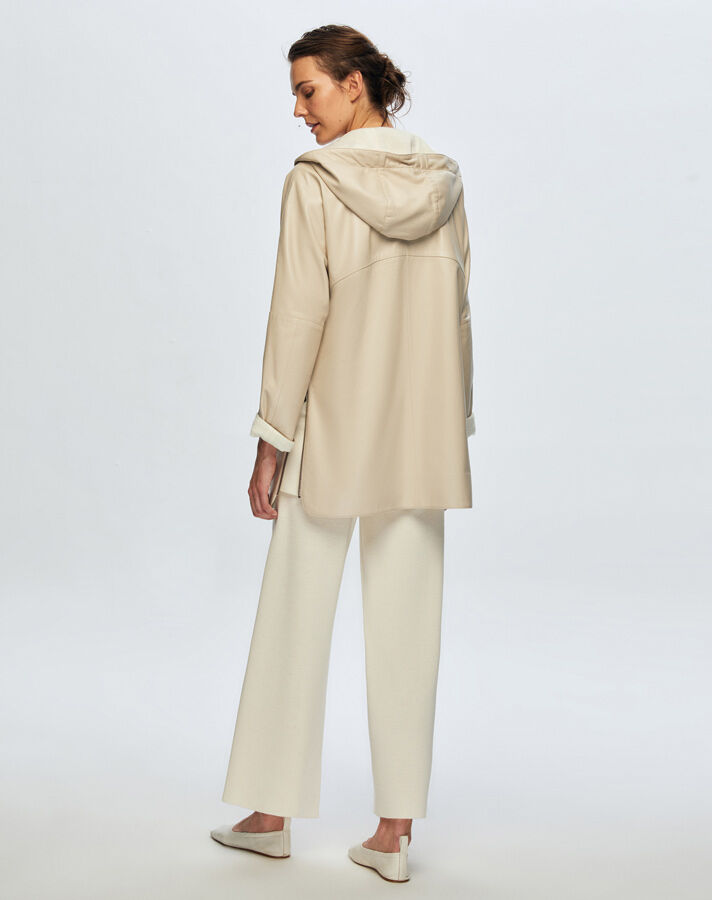 T24K-8006 Triko Astarlı Deri Ceket ECRU - 4