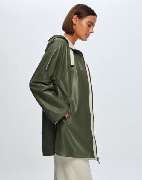 T24K-8006 Triko Astarlı Deri Ceket KHAKİ - 1