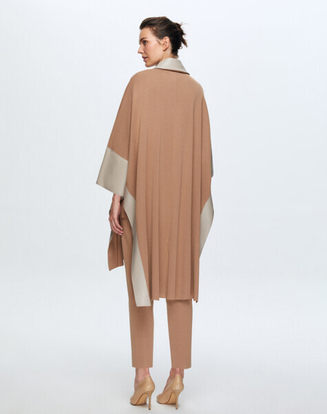 Leather Detailed Poncho - MISS DALIDA (1)